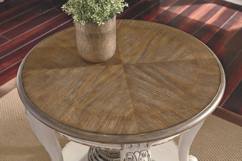 Realyn - Round End Table - White / Brown by Unique Piece Furniture