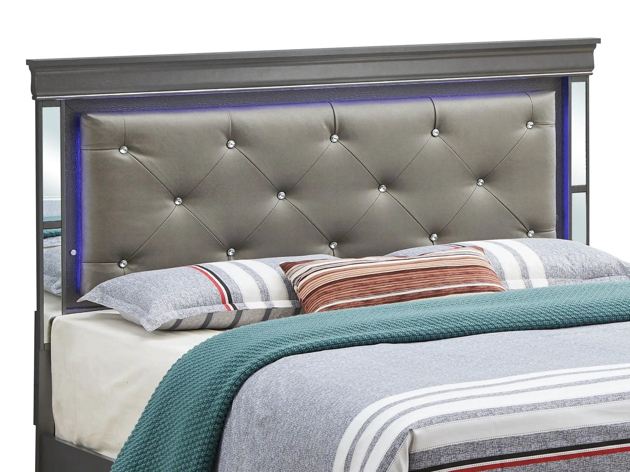 Bed With LED Light Accents Headboard by Unique Piece Furniture