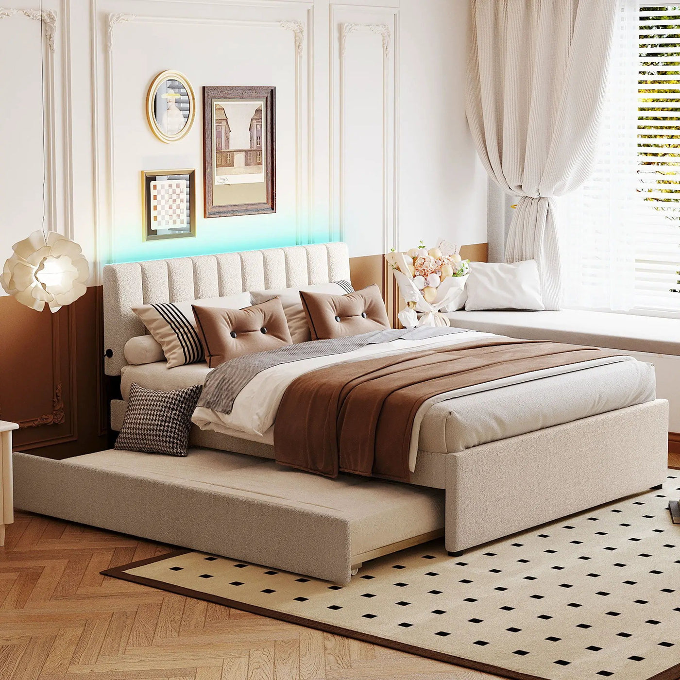 Upholstered Platform Bed With Trundle by HouseOfZazla
