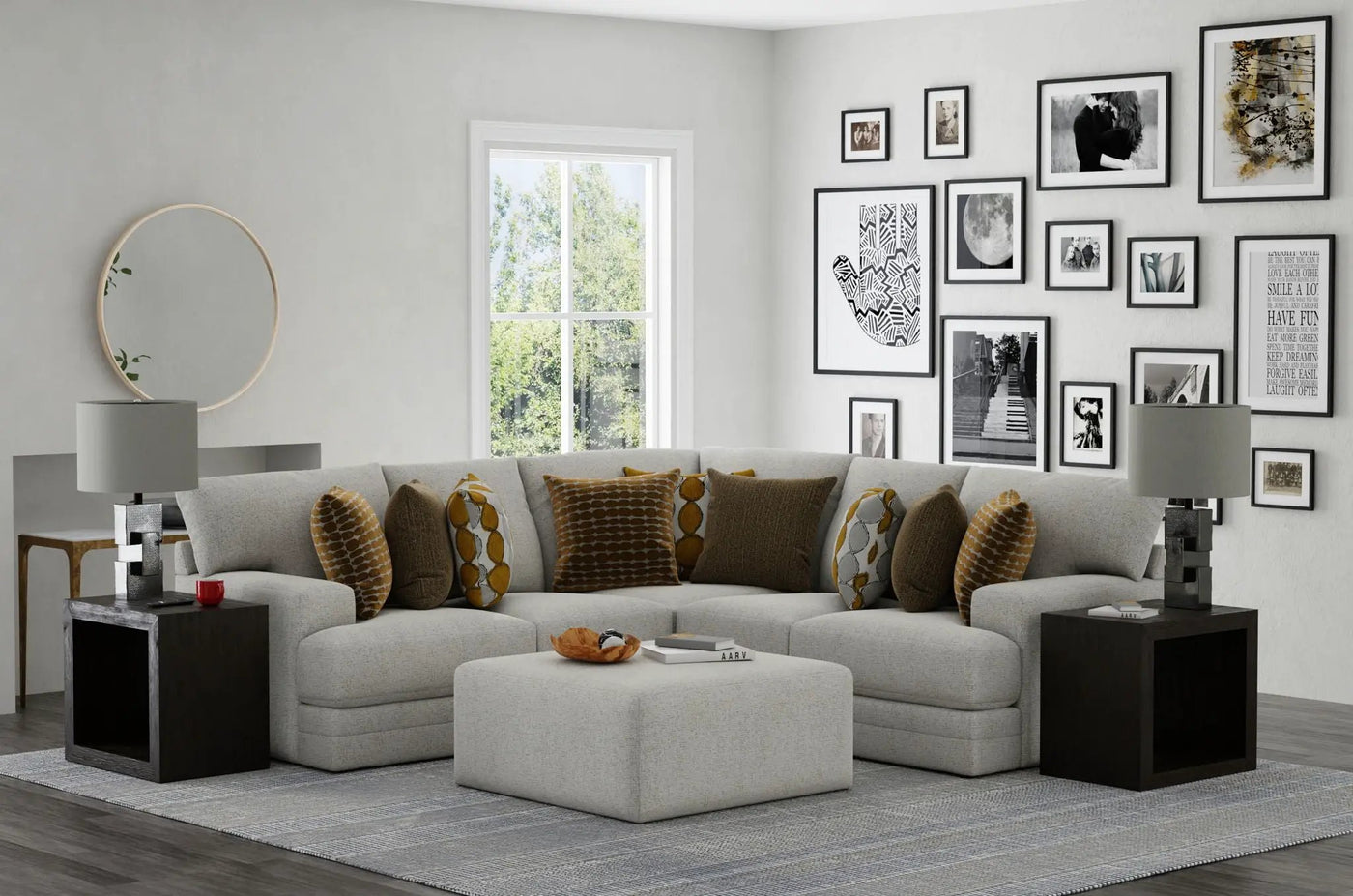 Tori - Sectional With Comfort Coil Seating, Cocktail Ottoman And Accent Pillows Included by Unique Piece Furniture