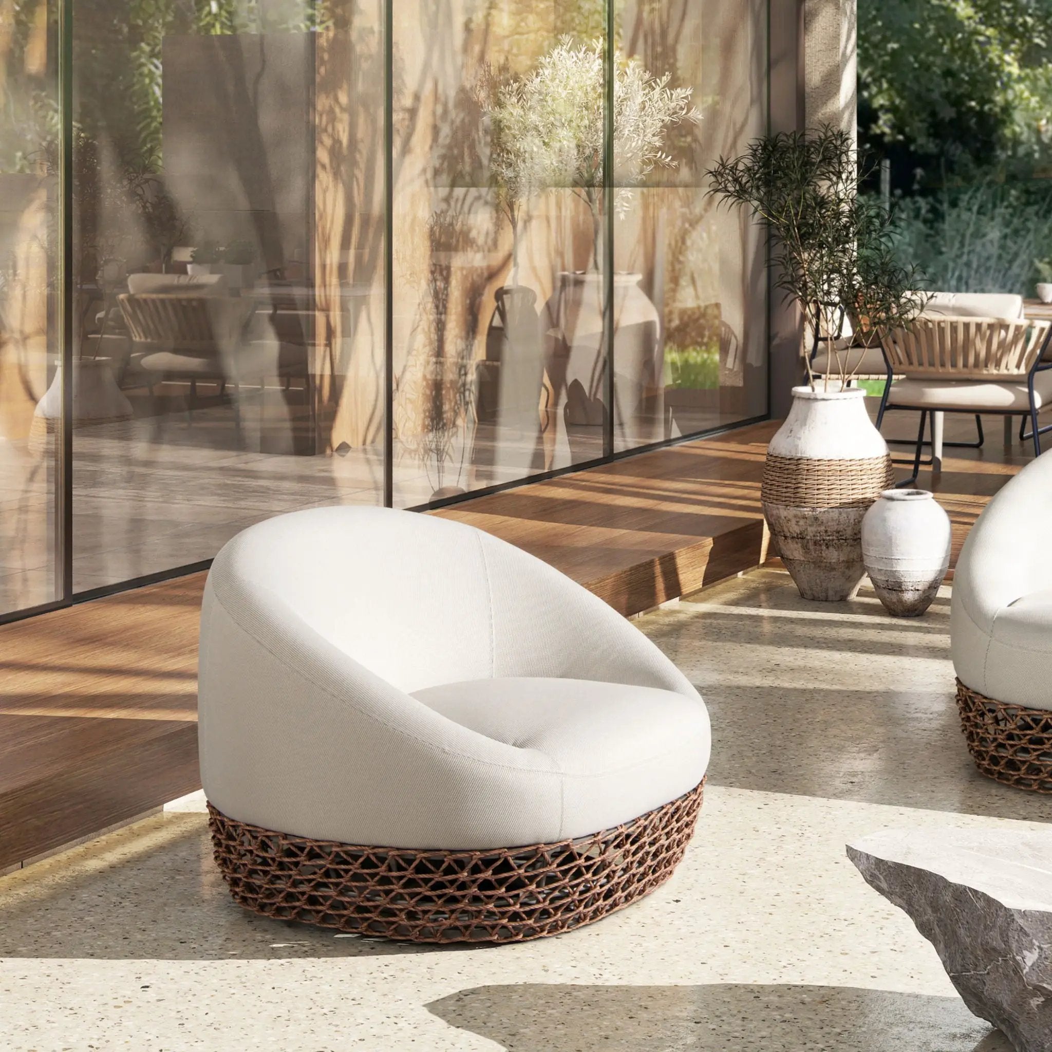 Willow - Upholstered Patio Deep Seating Armchair, Wicker Frame by HouseOfZazla