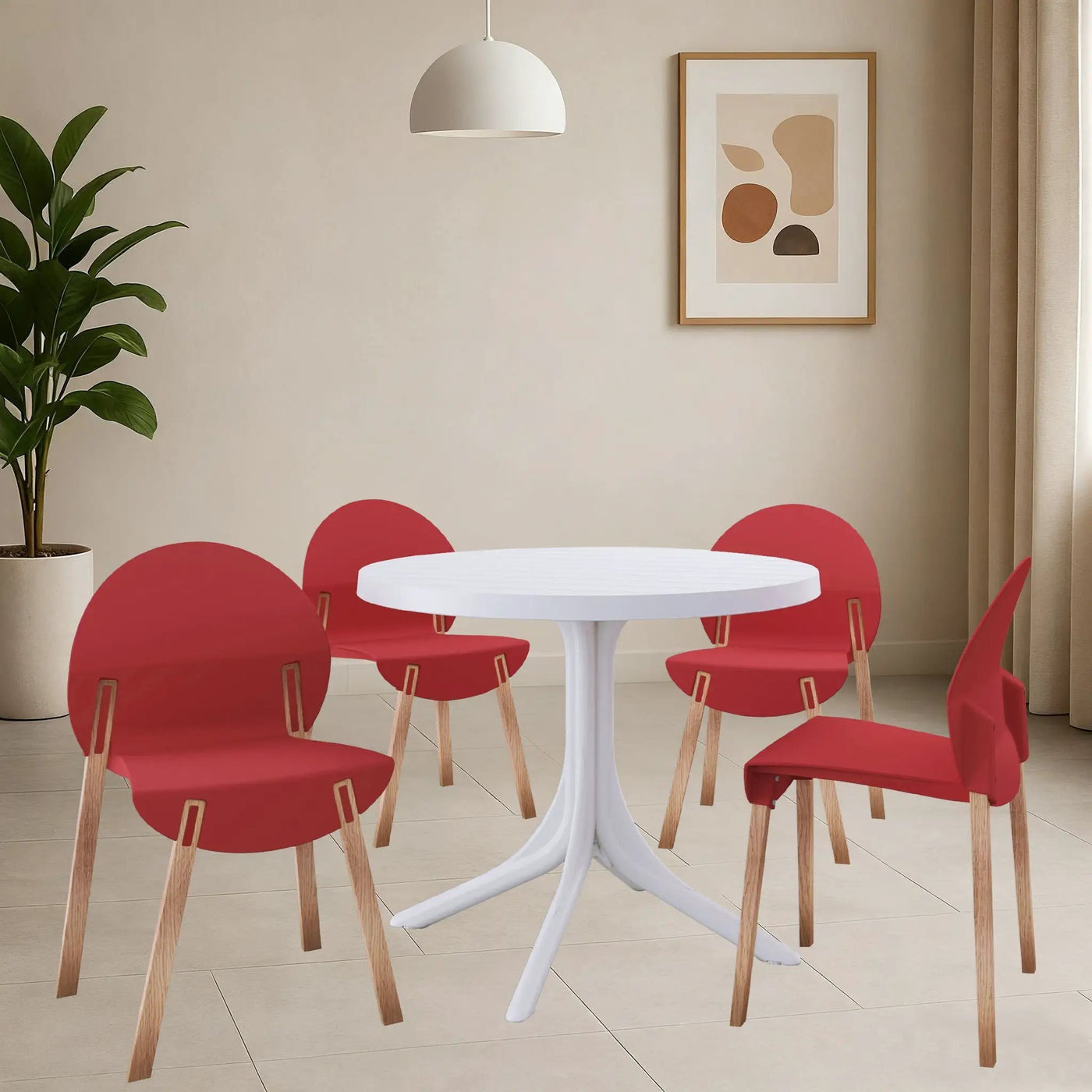 4 Piece Set Of Single Chairs, Traditional Elements With Round Table by HouseOfZazla