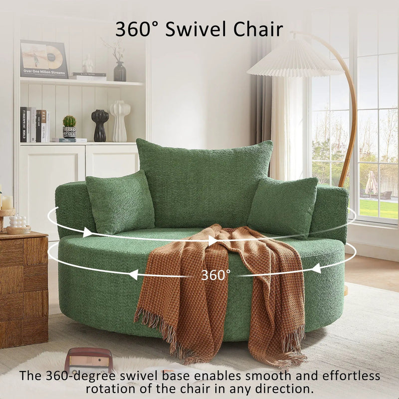 360° Swivel Accent Barrel Chair With 3 Removable Pillows For Living Room by HouseOfZazla