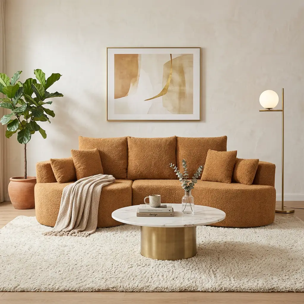 106 in. 2 - Piece Fabric Cloud Curved Sectional Boucle Sofa, CHAISE LOUNGE, NOMAD