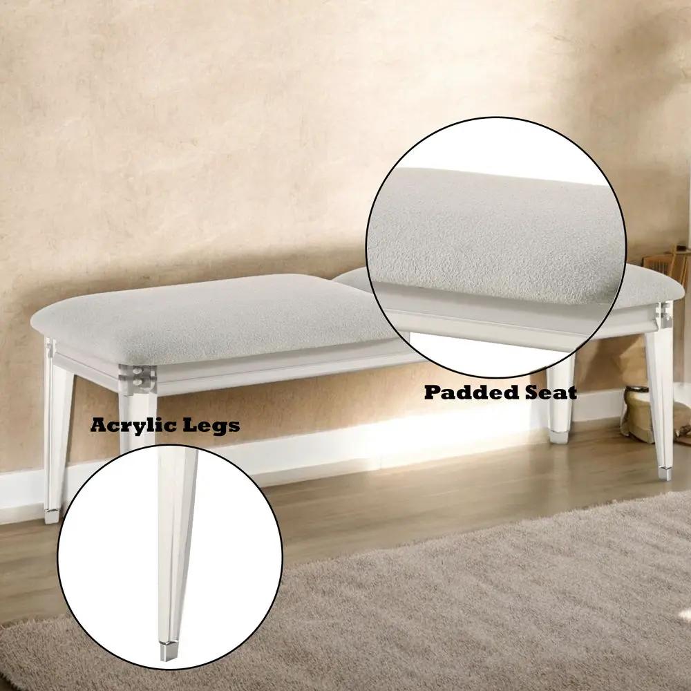 Laveda - Bench - Light Gray Boucle & Pearl White by Unique Piece Furniture