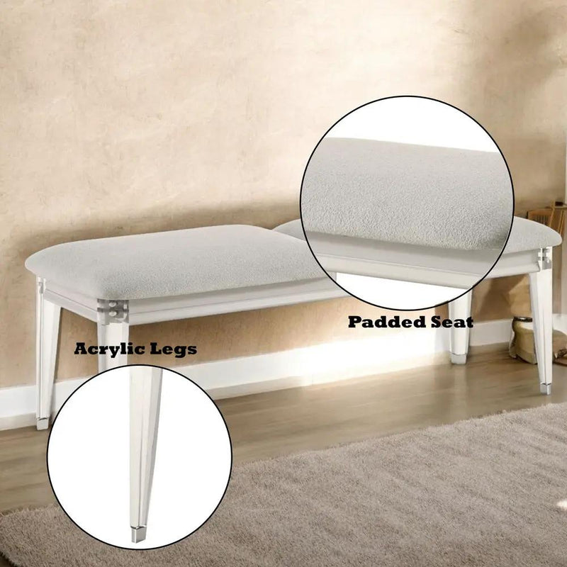 Laveda - Bench - Light Gray Boucle & Pearl White by Unique Piece Furniture