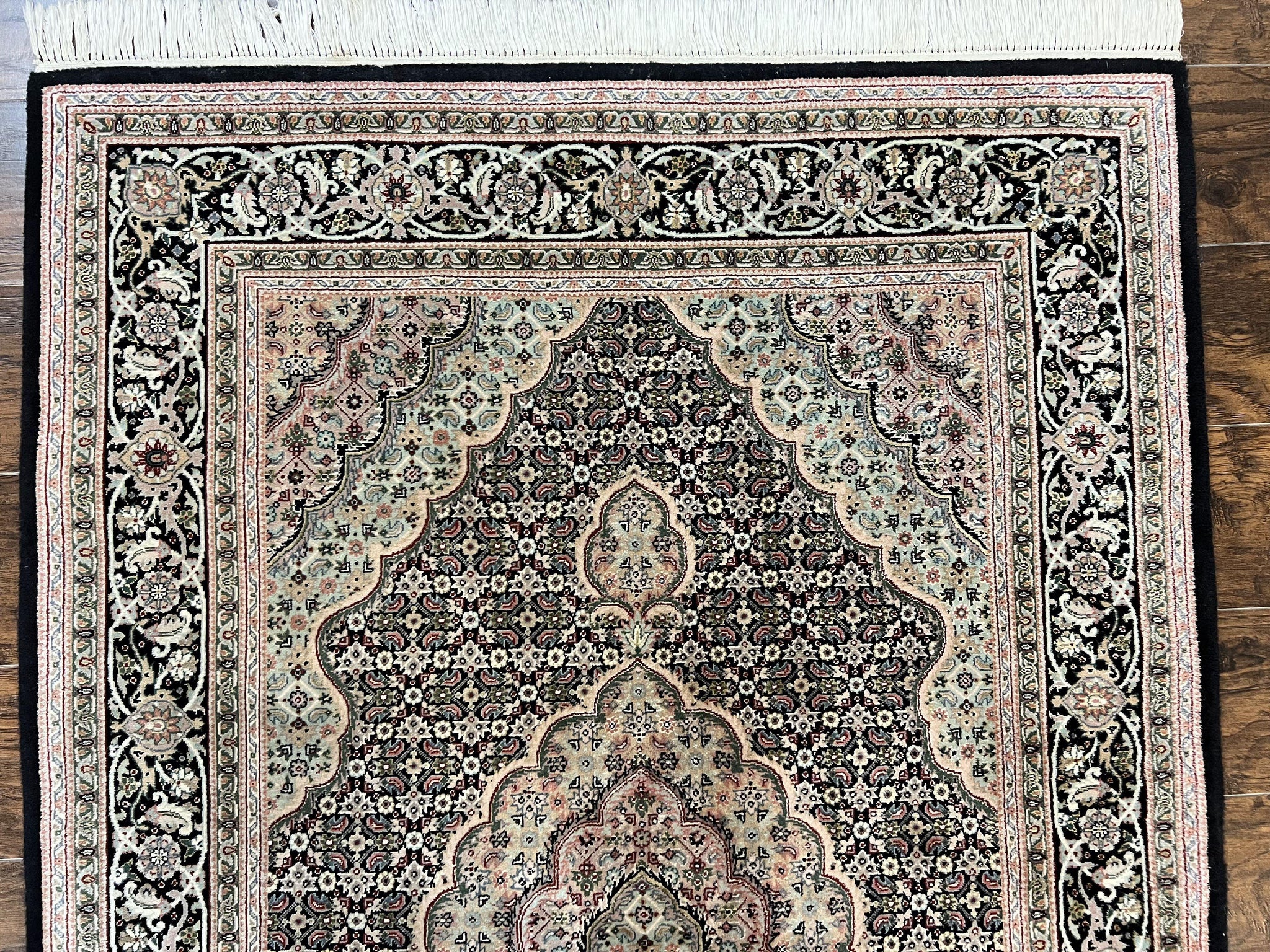Sino Persian Rug 4x6, Fine Hand Knotted Carpet, Black, Wool, Vintage Rug 4 x 6, Herati Mahi, 300 KPSI by Jewel Rugs