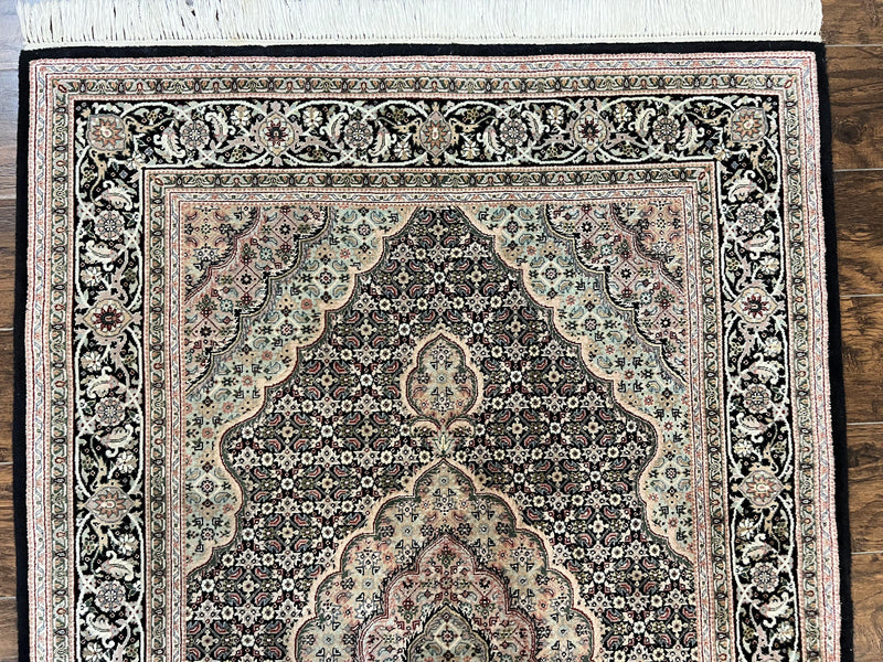 Sino Persian Rug 4x6, Fine Hand Knotted Carpet, Black, Wool, Vintage Rug 4 x 6, Herati Mahi, 300 KPSI by Jewel Rugs
