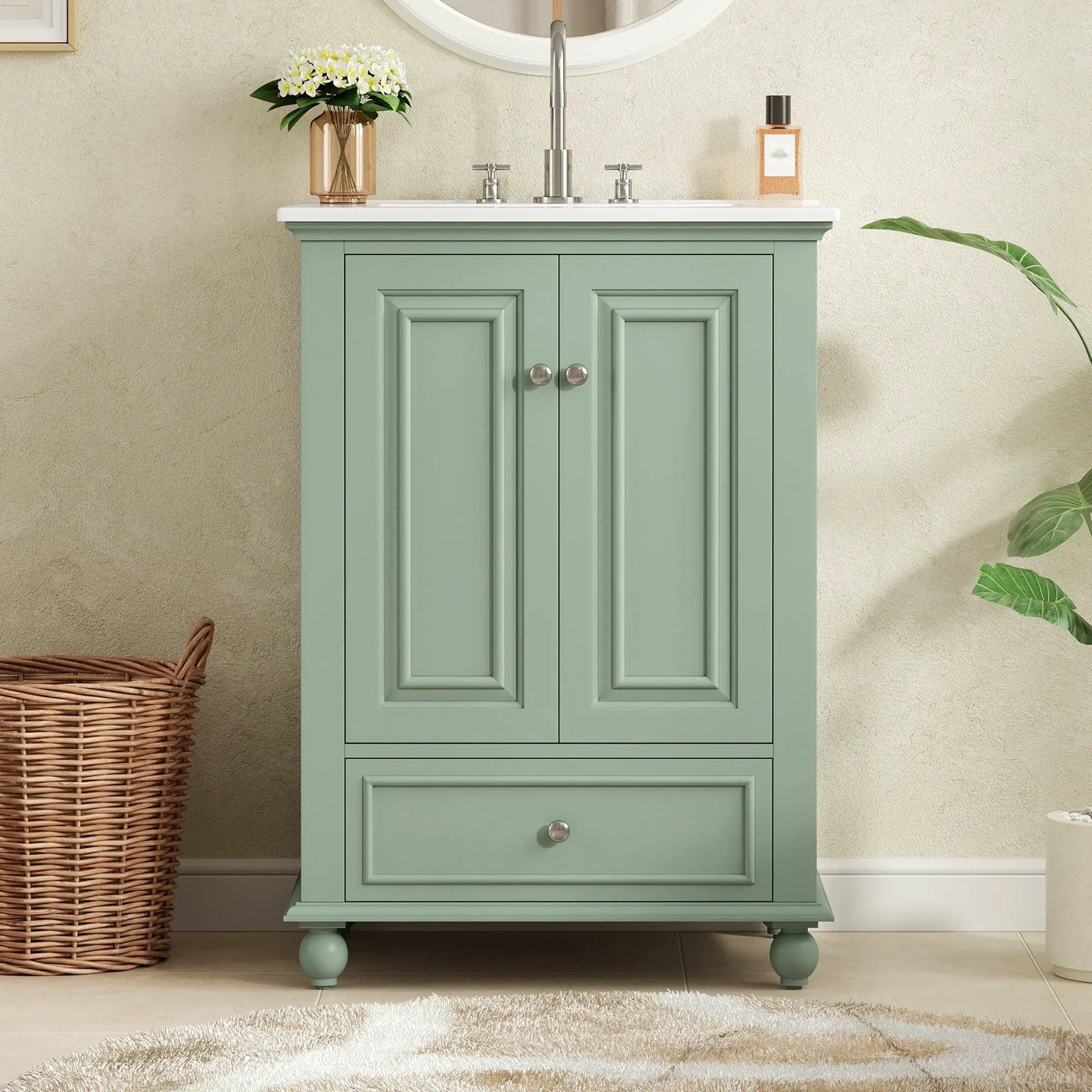 Modern Bathroom Vanity With Sink, Cabinet With Drawer And Dividers, Rectangular Storage Unit by HouseOfZazla
