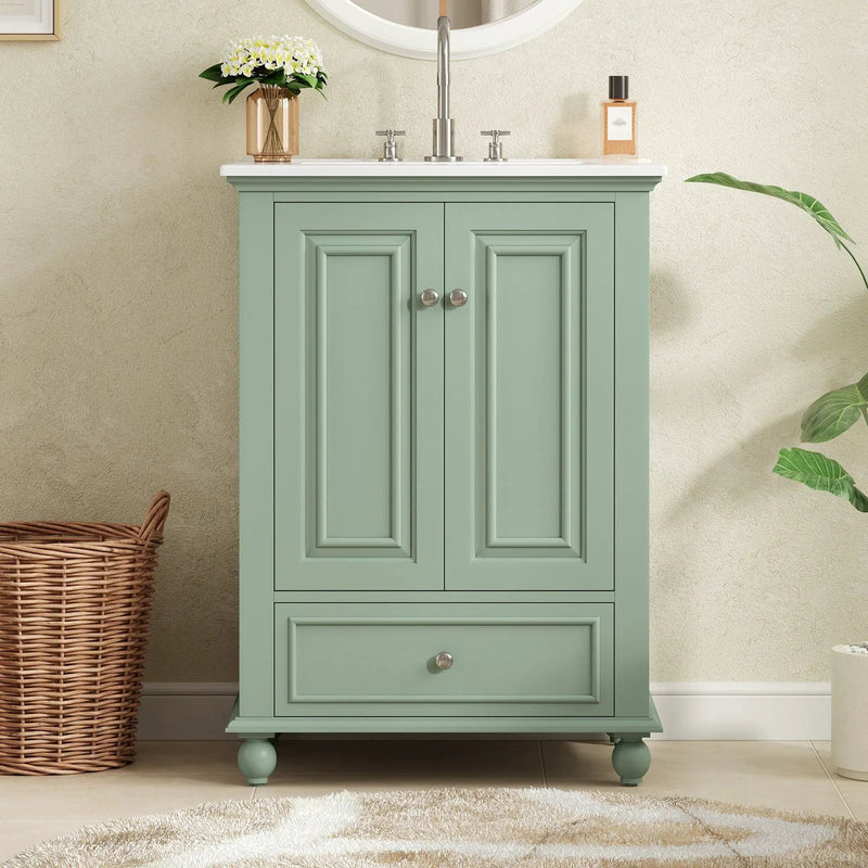 Modern Bathroom Vanity With Sink, Cabinet With Drawer And Dividers, Rectangular Storage Unit