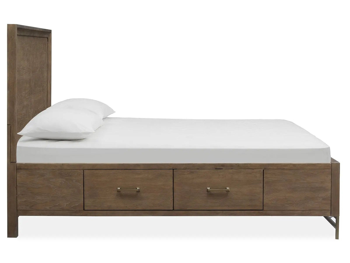 Lindon - Complete Panel Bed With Storage Rails - Belgian Wheat, photo 4 of 7