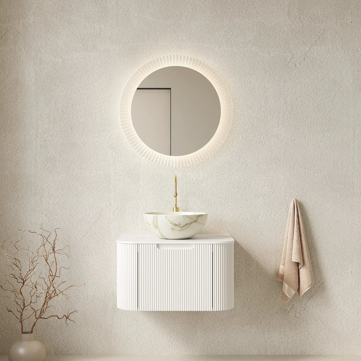 DINA 24" Bathroom Vanity & Sink with Floating Curved Edges by HouseOfZazla