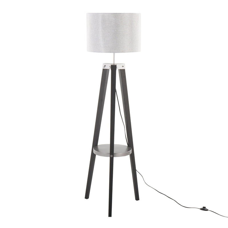 Compass - Mid Century Modern Floor Lamp With Shelf by HouseOfZazla