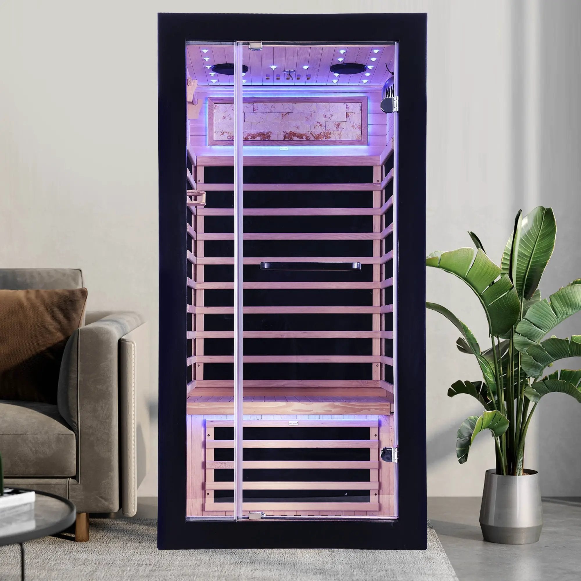Single-person starlight ceiling lighting sauna by HouseOfZazla