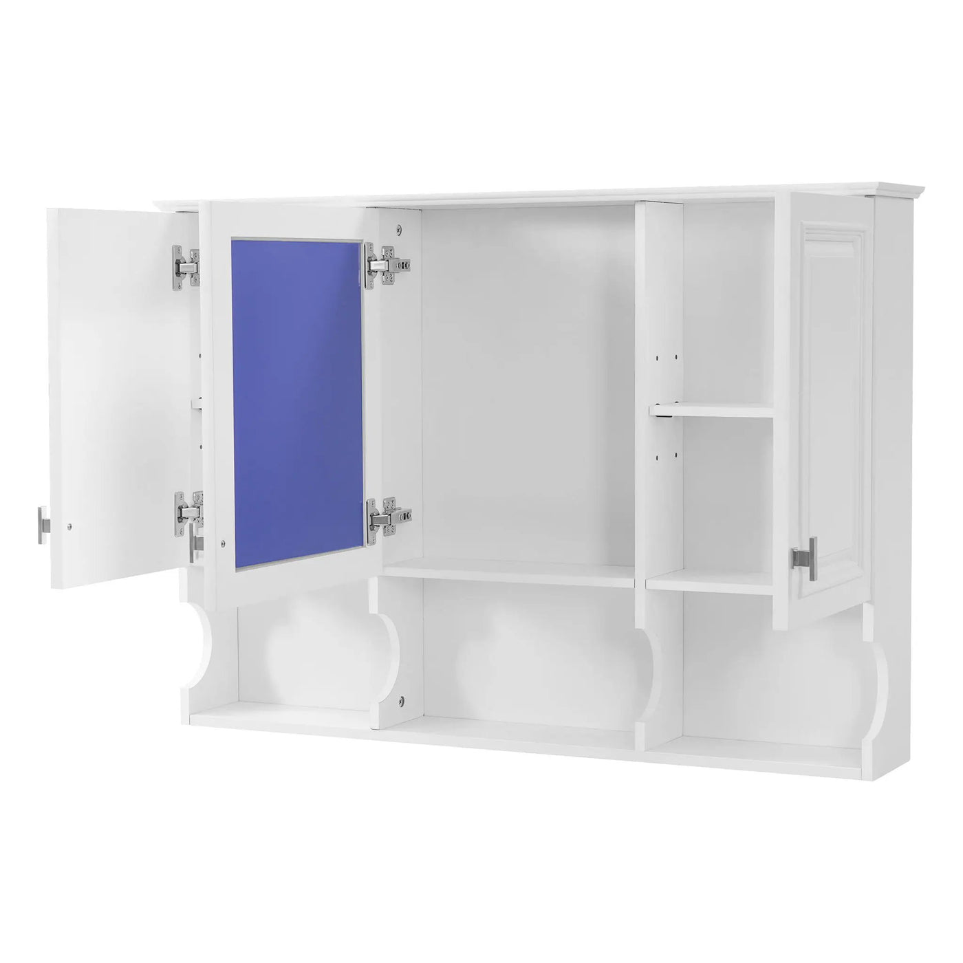 Modern Wall Mounted Mirror Medicine Cabinet With Open Shelves by HouseOfZazla