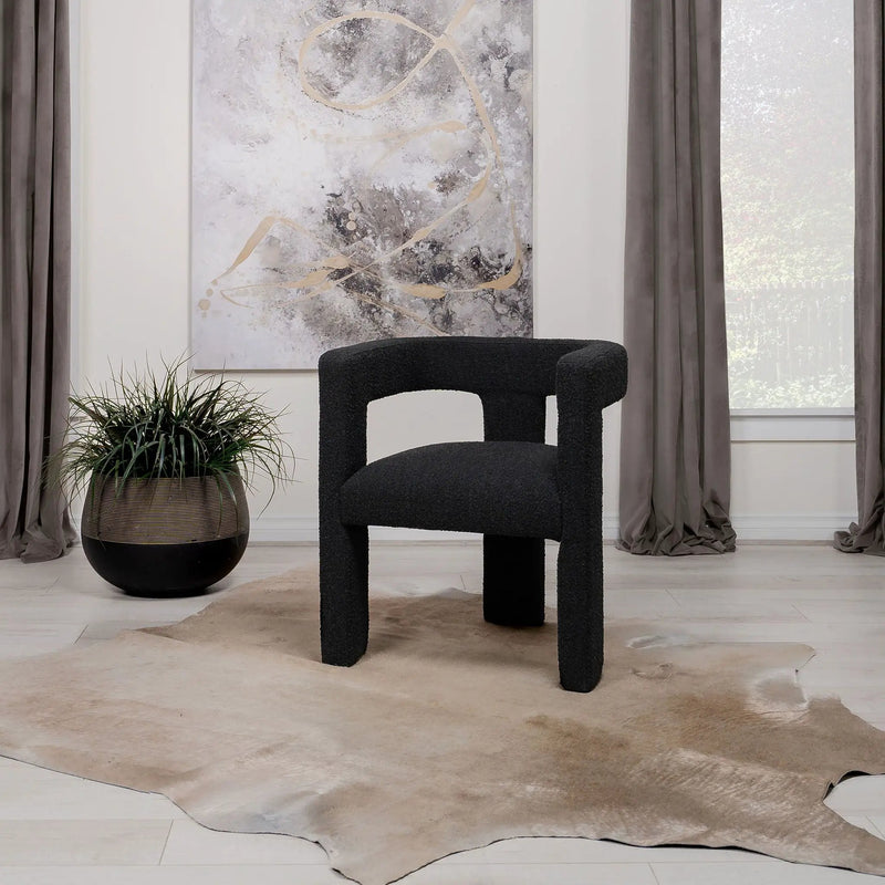 Petra Boucle Upholstered Accent Side Chair Black by Unique Piece Furniture