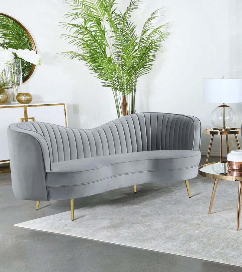 Sophia Upholstered Channel Tufted Loveseat Grey by Unique Piece Furniture