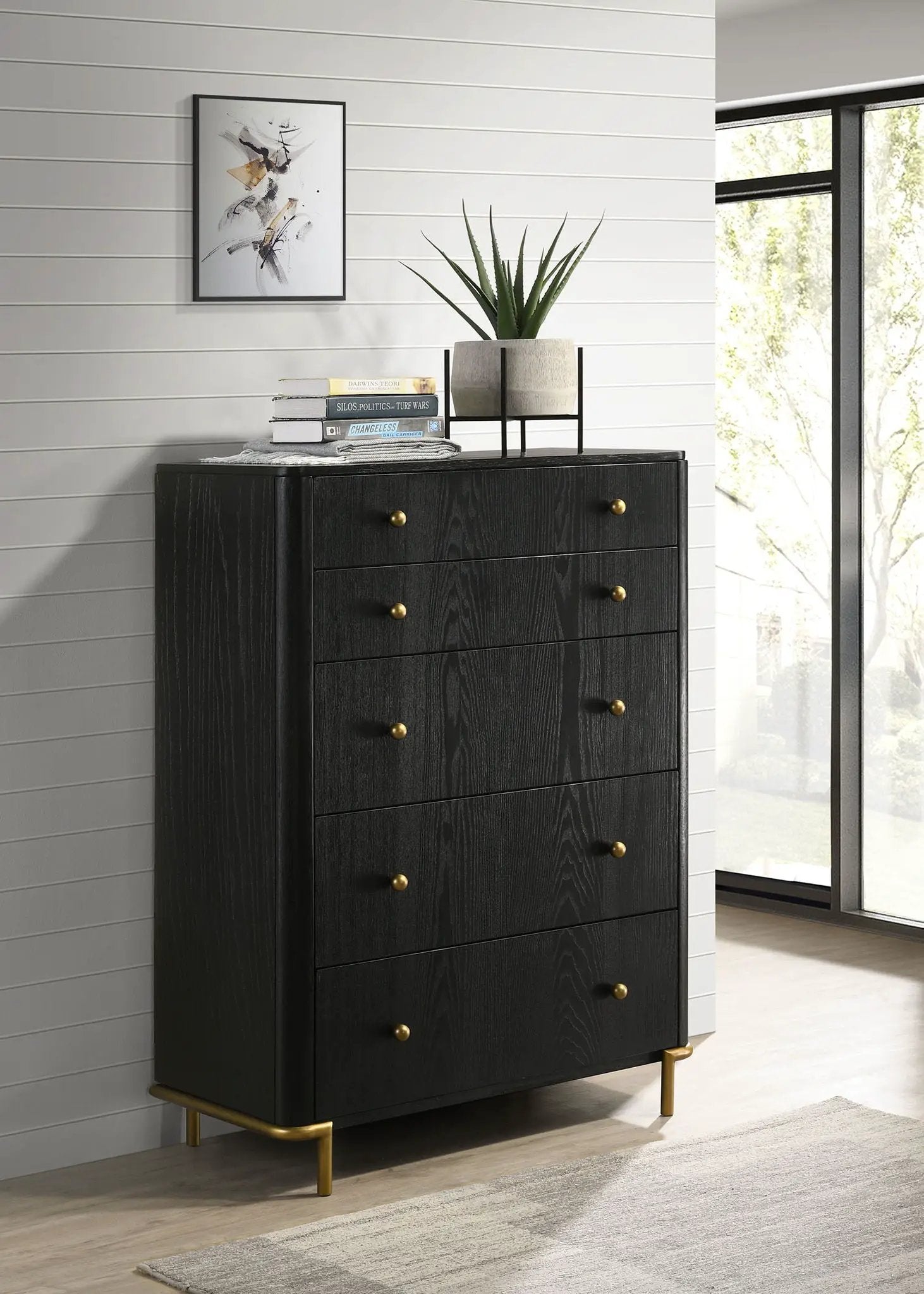 Arini 5-drawer Bedroom Chest Black by Unique Piece Furniture