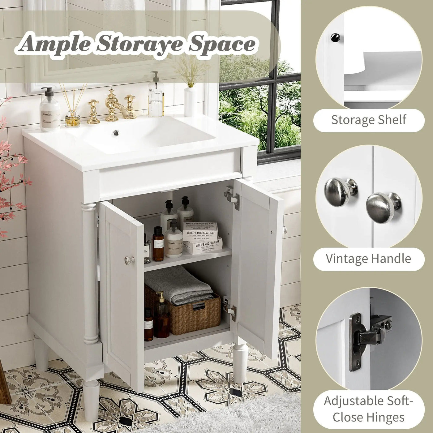 Bathroom Vanity With Top Sink, 2 Tier Storage Cabinet by HouseOfZazla