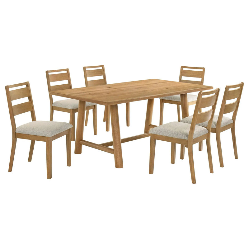 Duncan 7-piece Rectangular Wood Dining Table Set Washed Oak by Unique Piece Furniture