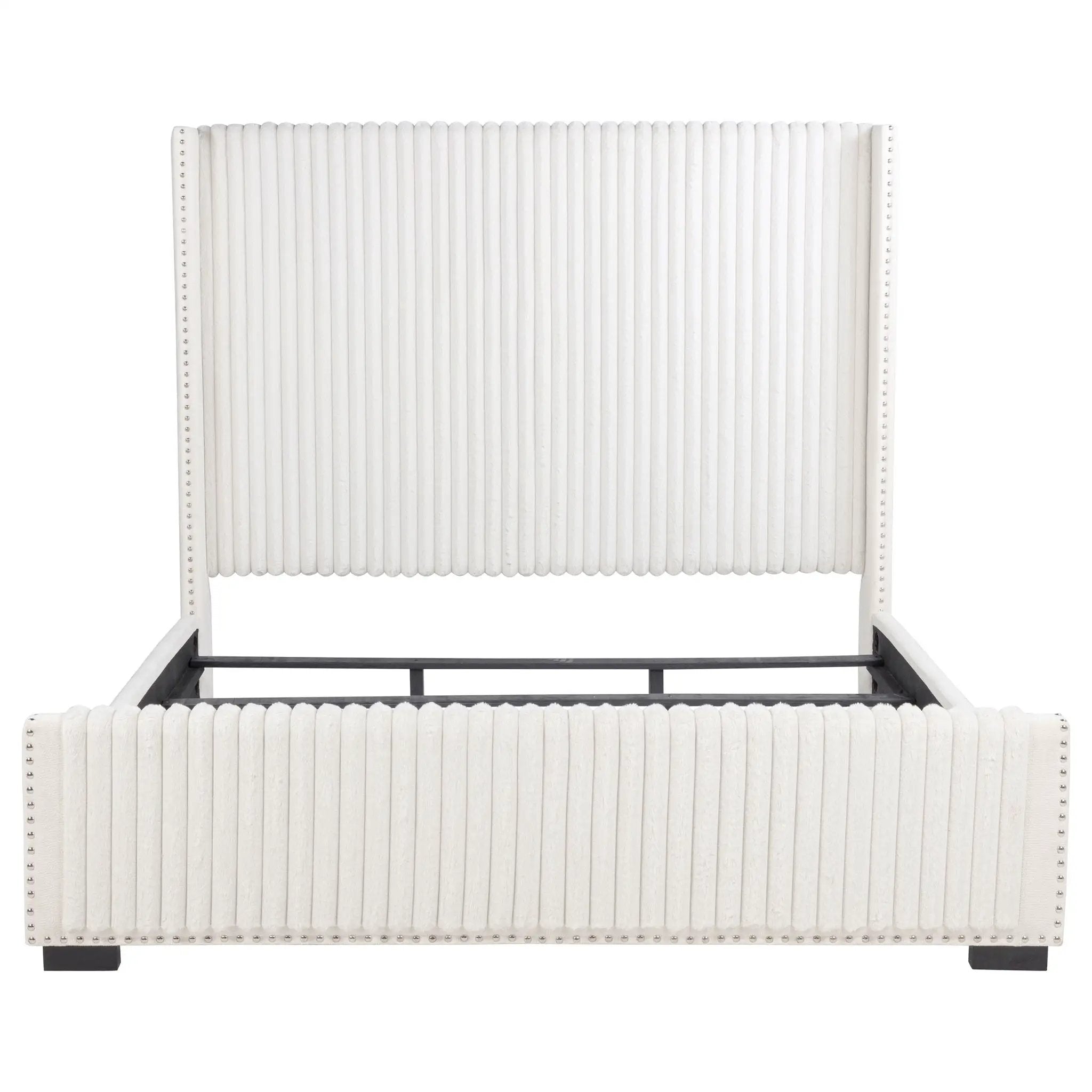 Natasha 65-inch Upholstered Eastern King Wingback Bed Cream by Unique Piece Furniture