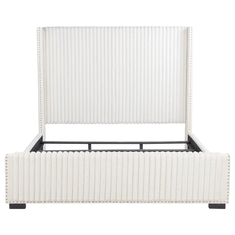 Natasha 65-inch Upholstered Eastern King Wingback Bed Cream by Unique Piece Furniture