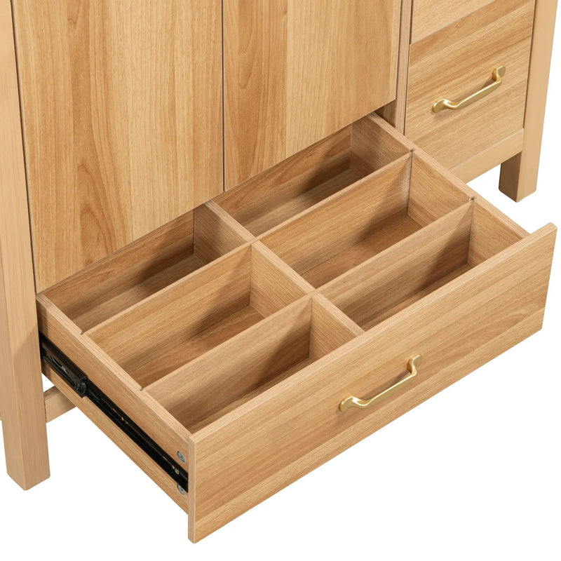 36" Bathroom Vanity, 2 Soft Close Doors, 4 Soft Close Drawers, Adjustable Shelf, Storage Cabinet - Acacia Wood by HouseOfZazla