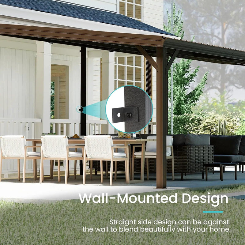 12x20FT Lean To Gazebo with Steel Roof by HouseOfZazla