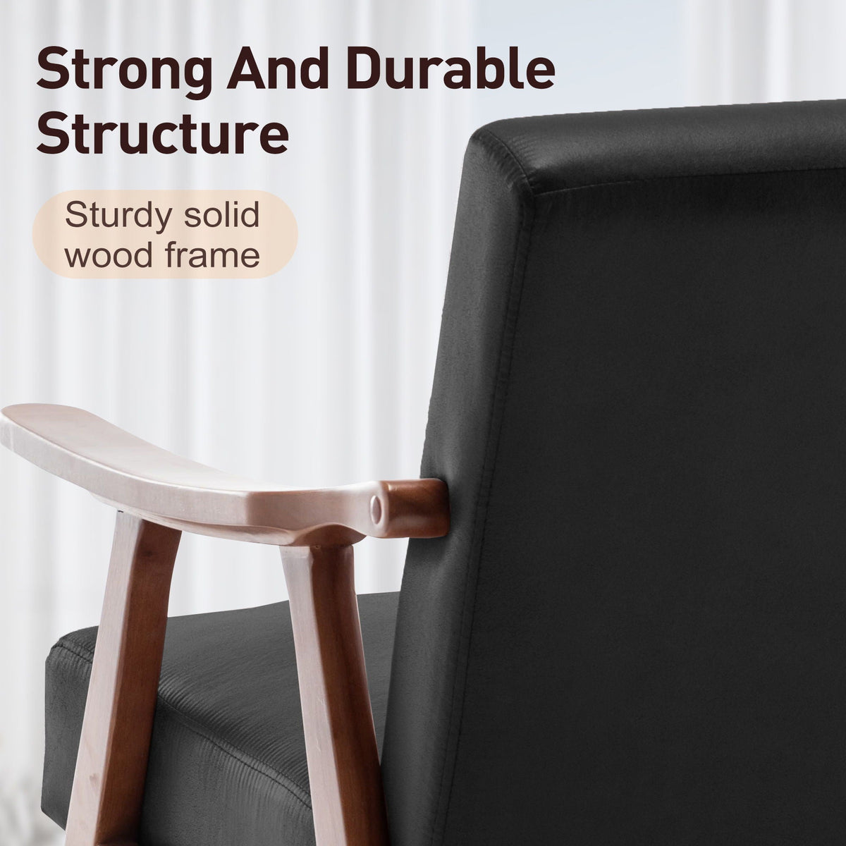 Mid Century Modern Accent Chair With Solid Wood Frame And Extra Thick Backrest, photo 27 of 40