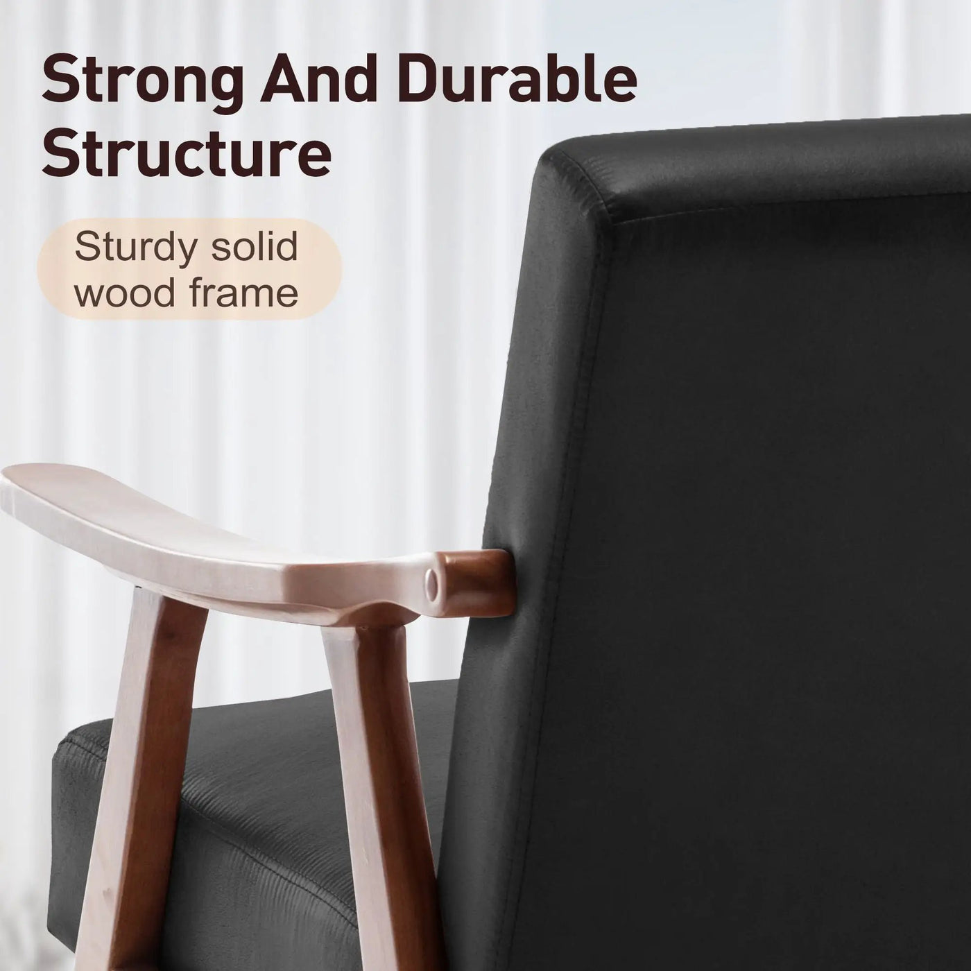 Mid Century Modern Accent Chair With Solid Wood Frame And Extra Thick Backrest by Unique Piece Furniture