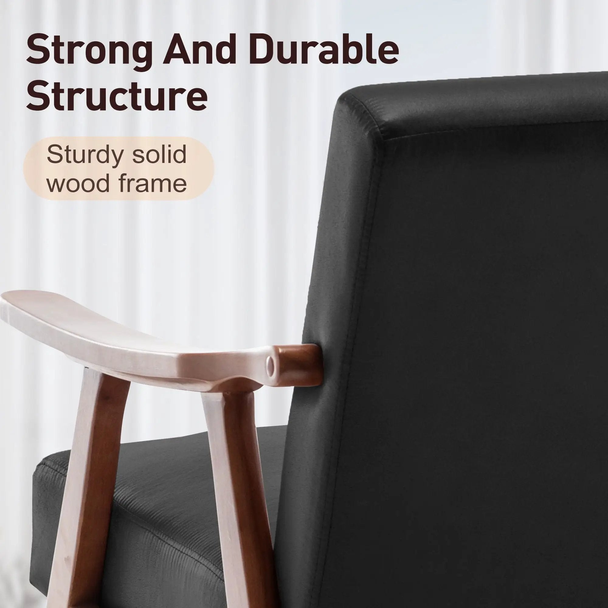 Mid Century Modern Accent Chair With Solid Wood Frame And Extra Thick Backrest by Unique Piece Furniture
