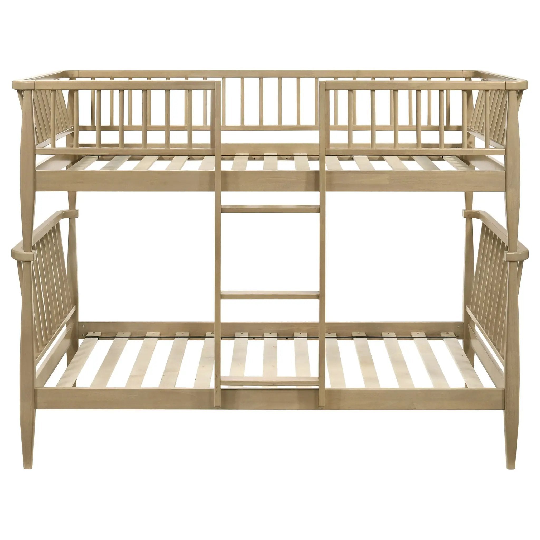 Abram Windsor Twin Over Twin Wood Bunk Bed with Ladder Almond by Unique Piece Furniture