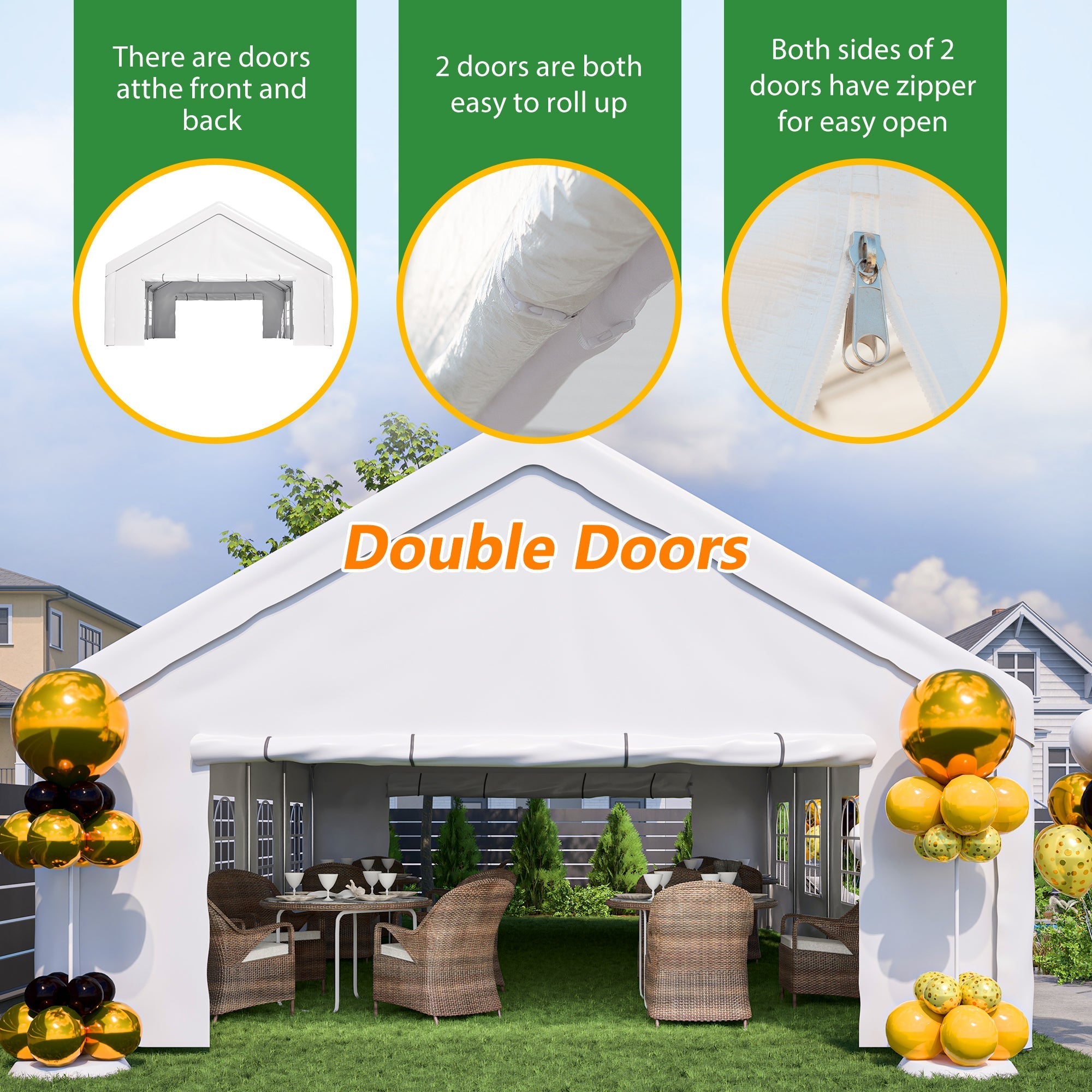 20x32 FT Party Tent with Removable Sidewalls & Storage Bags by HouseOfZazla