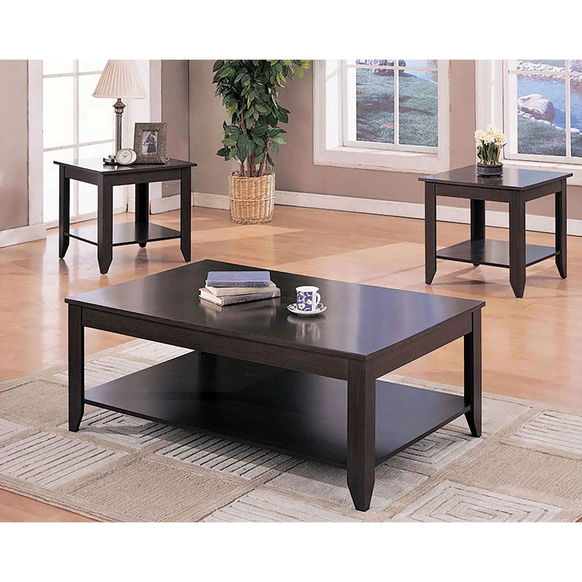 Ornette - 3 Piece Occasional Set With Square Design - Cappuccino by HouseOfZazla
