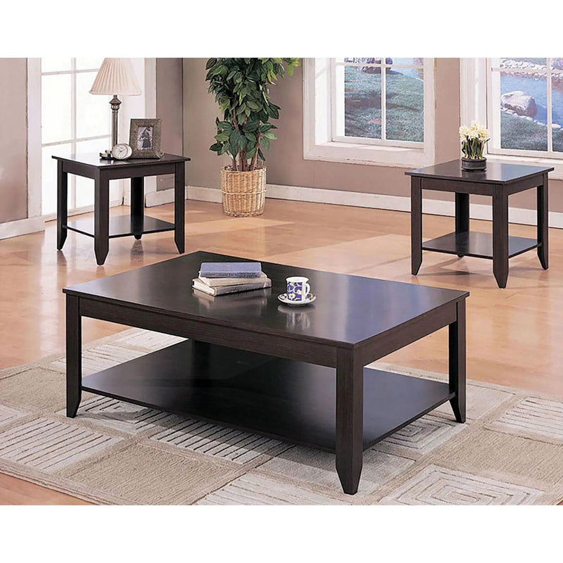 Ornette - 3 Piece Occasional Set With Square Design - Cappuccino by HouseOfZazla
