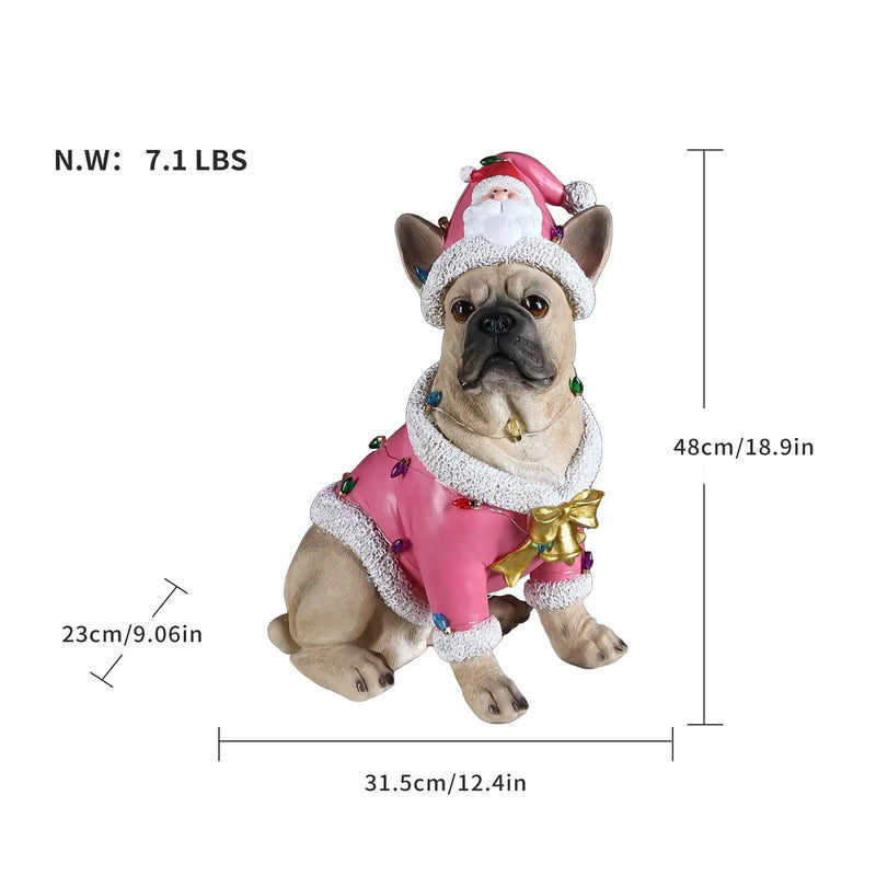 Christmas French Bulldog Statue by HouseOfZazla