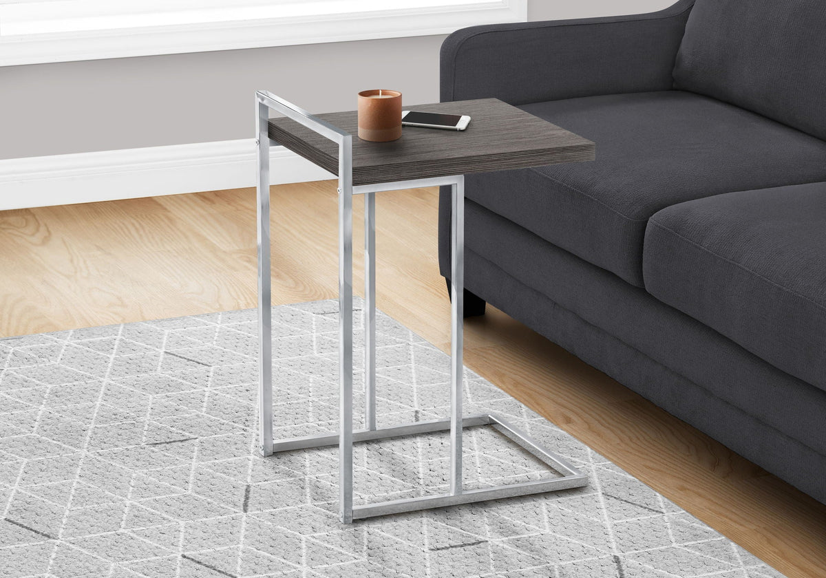 C-Shaped Accent Table with Modern Metal Base - Black, Gray, Dark Brown, Dark Gray, White, photo 3 of 20