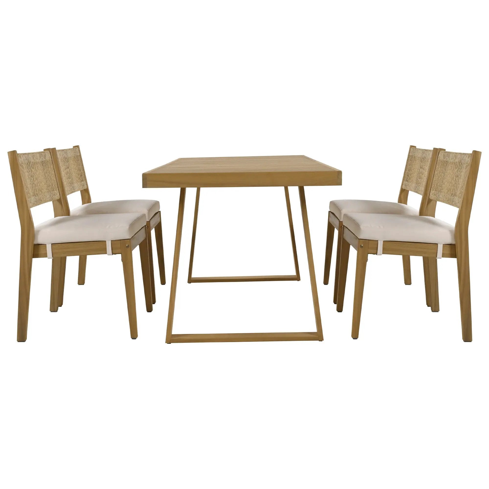 U_Style Multi-Person Outdoor Acacia Wood Dining Table and Chair Set by HouseOfZazla