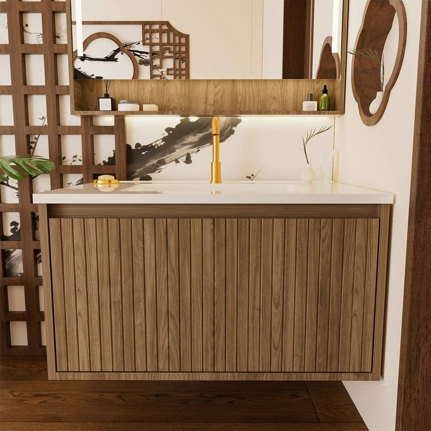 Wall Mounted Floating Bathroom Vanity With Sink And Drawers by HouseOfZazla