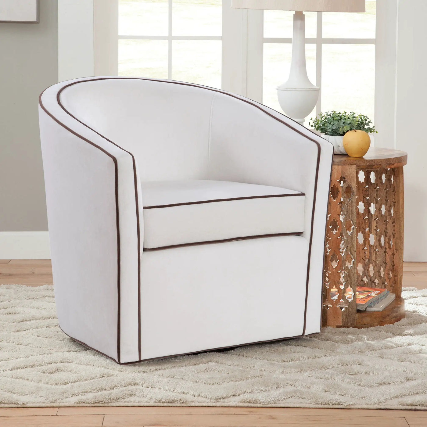 Kendall - Swivel Chair With Barrel Back Design by HouseOfZazla