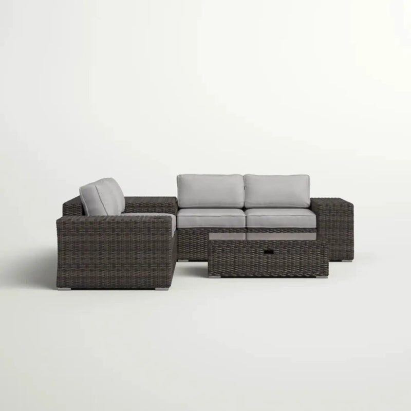 Modern Patio Rattan Sectional Set With Cushions by Unique Piece Furniture