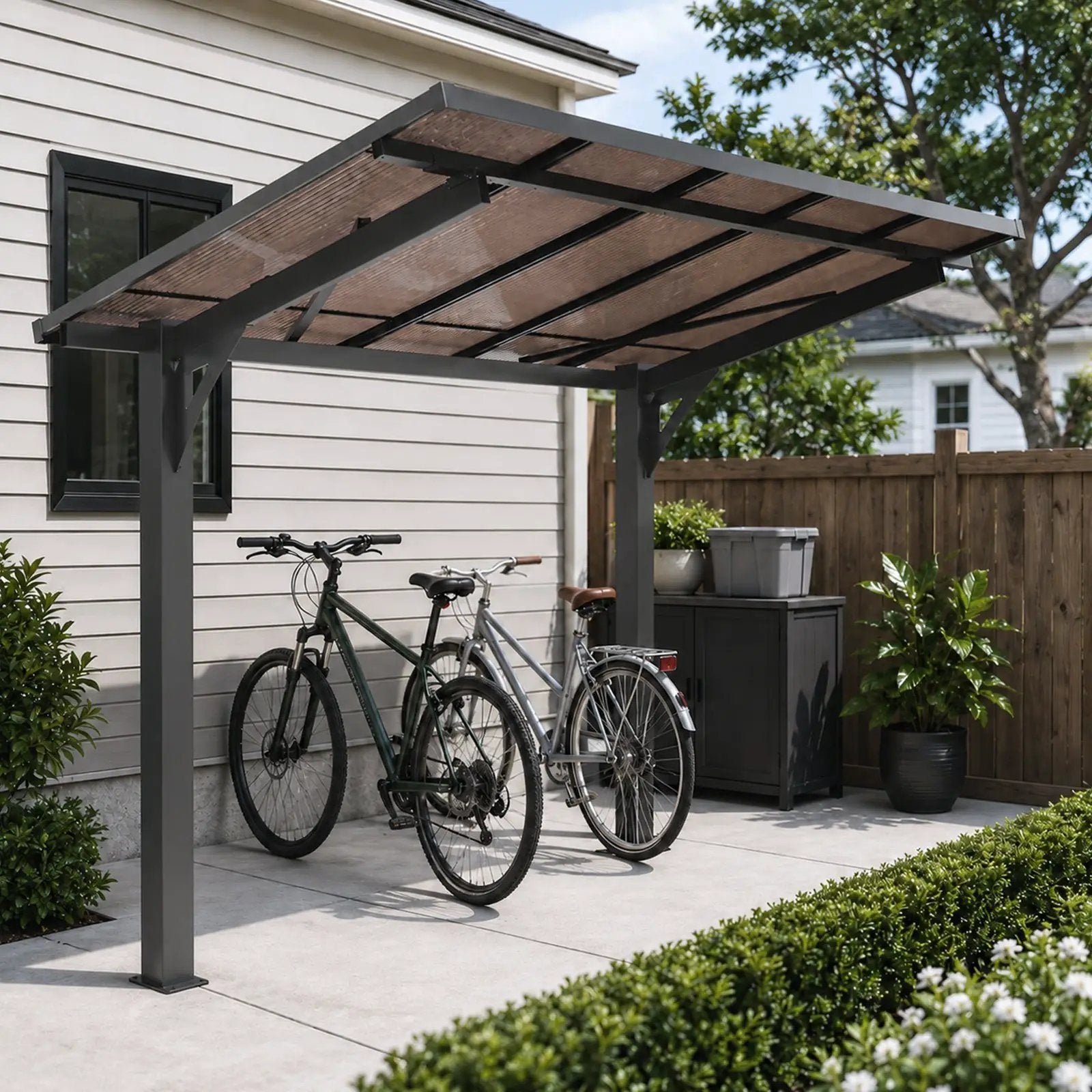 8x5ft Galvanized Steel Carport with Sloped PC Roof by HouseOfZazla
