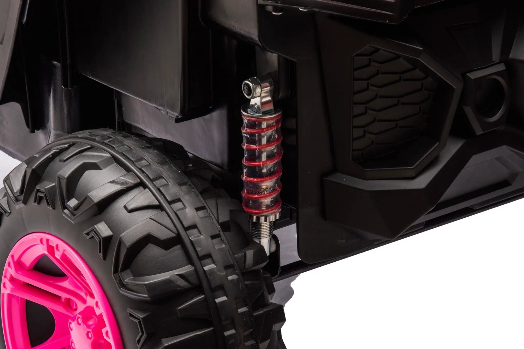 12V7A*1 30W*4 Four-Wheel Drive Seat One Button Start, Forward And Backward, High And Low Speed, Music, Front Light, Power Display, Two Doors Can Open, 2.4G R / C, Seat Belt Four Wheel Absorber by HouseOfZazla