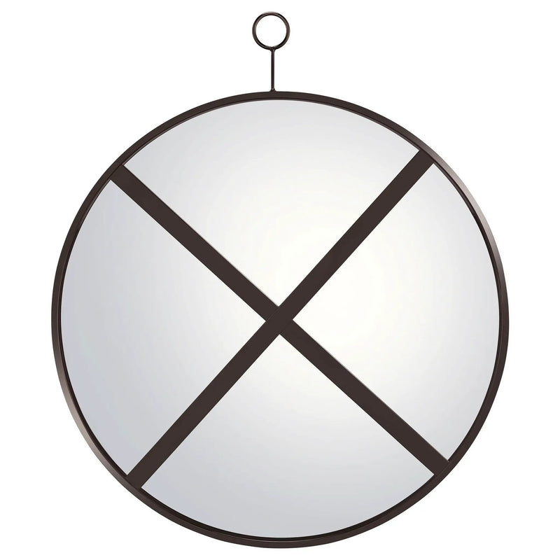 Gwyneth 30 x 35 Inch Round Wall Mirror Black Nickel by Unique Piece Furniture