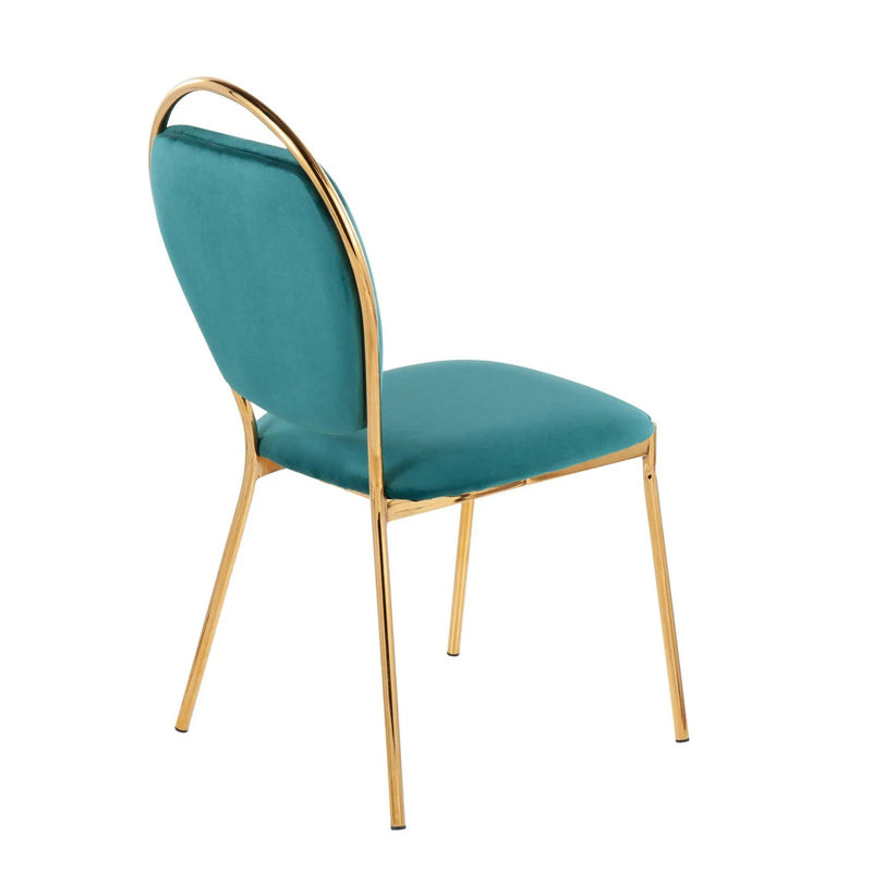 Keyhole - Contemporay / Glam Dining Chair (Set of 2) - Gold / Green by HouseOfZazla