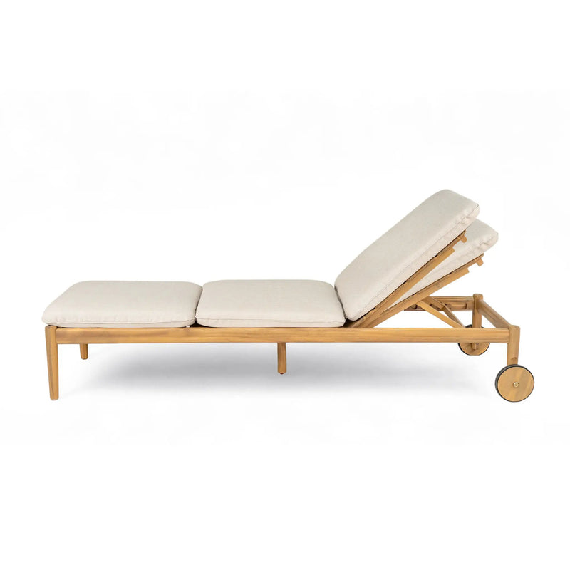 Riviera Outdoor Chaise Lounge with Wheels, Acacia Wood Frame (Set of 2) by HouseOfZazla