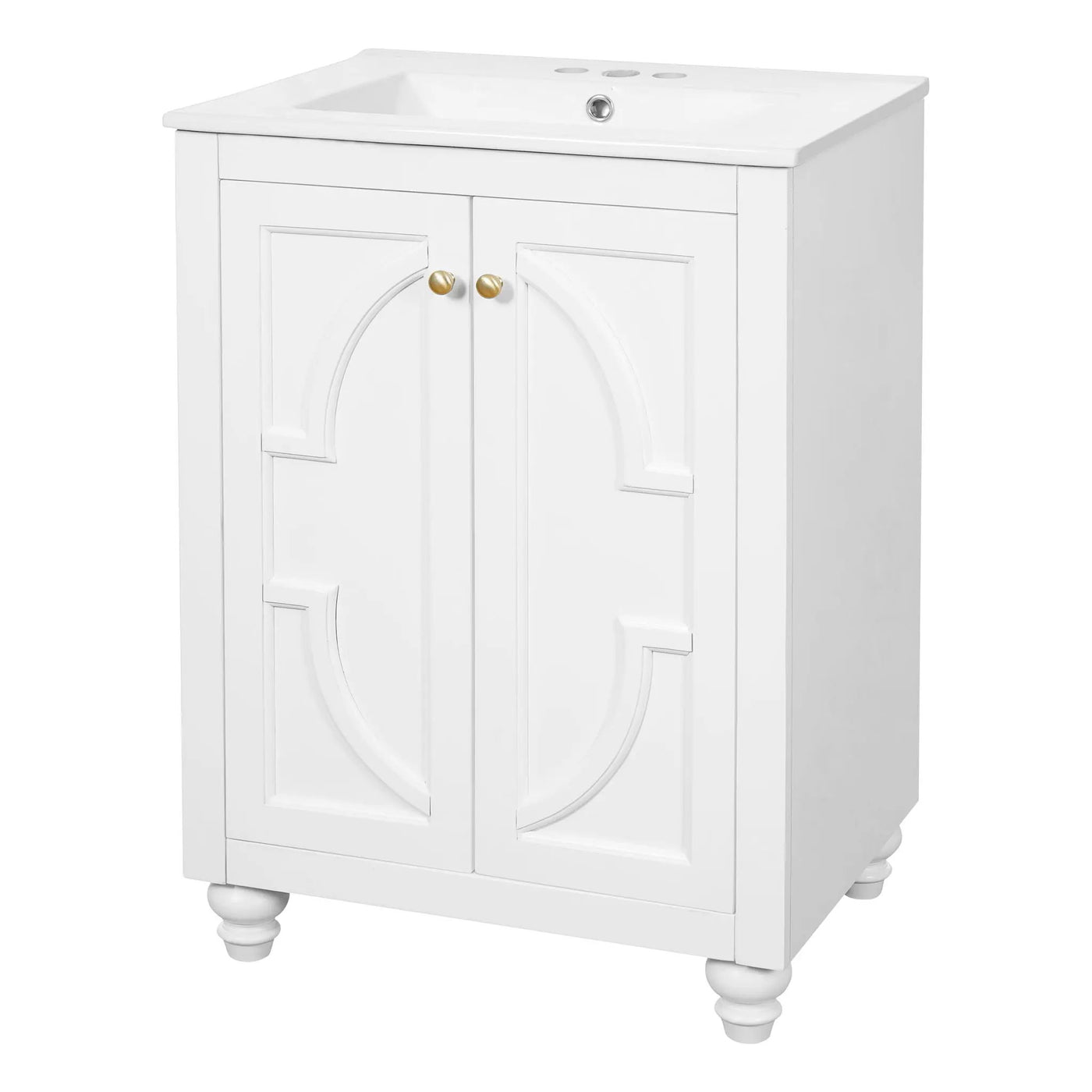 Bathroom Vanity With Ornate Elliptical Motif, Soft Close Hinges by HouseOfZazla