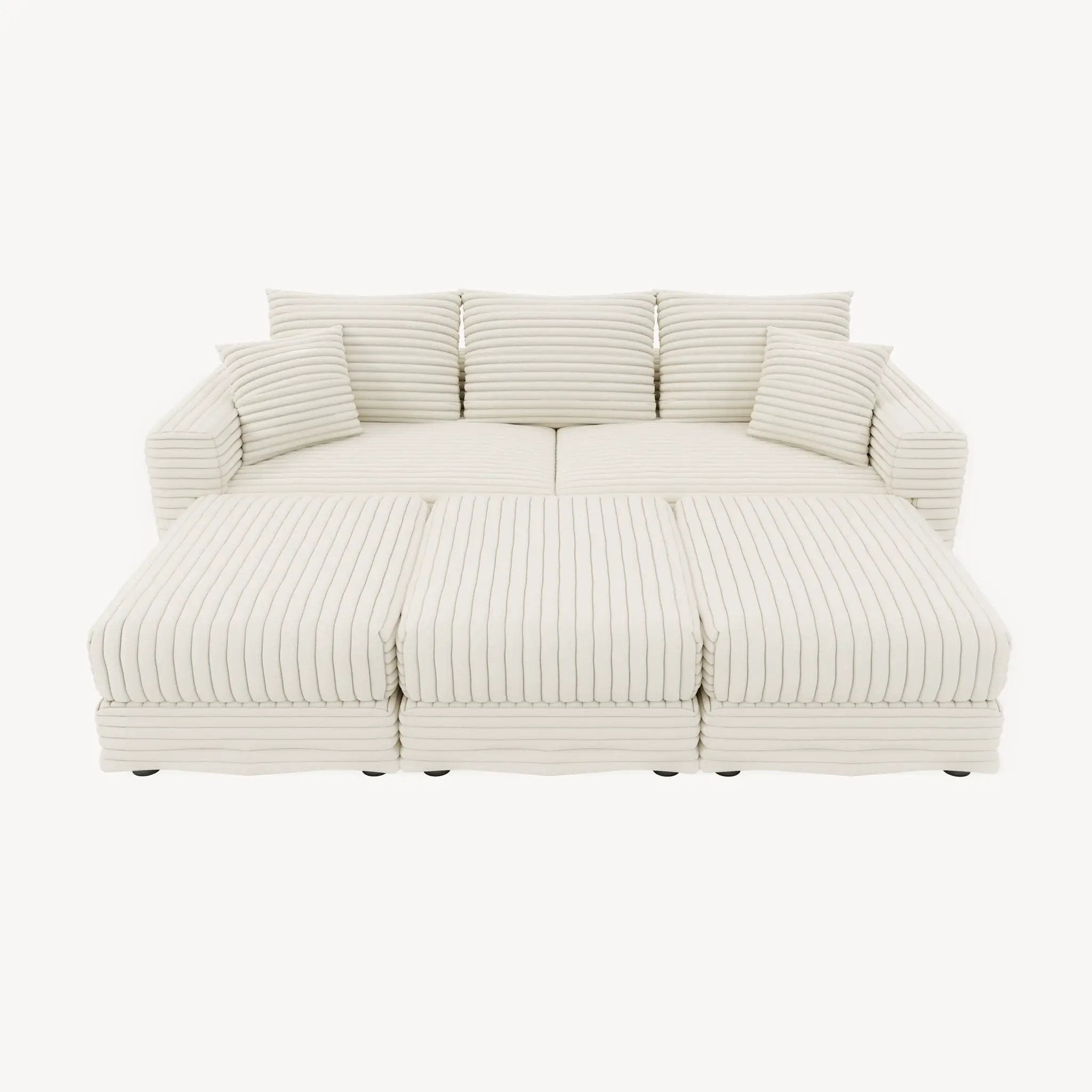 Deep Seat Convertible Sofa With Soft Pillows And Ottomans by HouseOfZazla