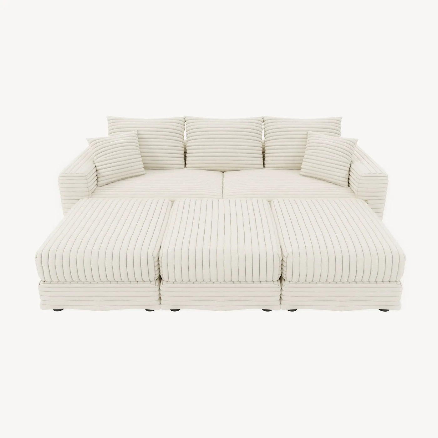 Deep Seat Convertible Sofa With Soft Pillows And Ottomans by HouseOfZazla