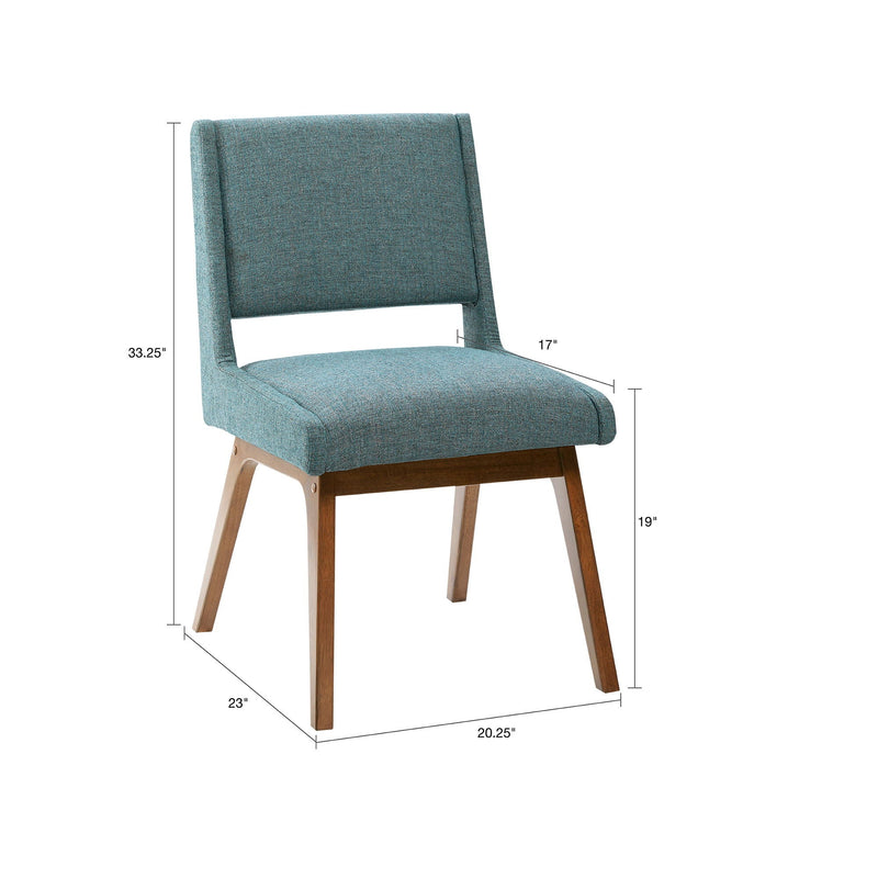 Blue Upholstered Dining Chair Set with Retro Design - Set of 2, photo 3 of 8